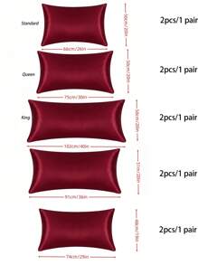 2 pcs Pillowcase for Hair and Skin, Silk Satin Pillowcase Pillow Cases Set of 2, Silky Pillow Cover with Envelope Closure - Burgundy - View 3