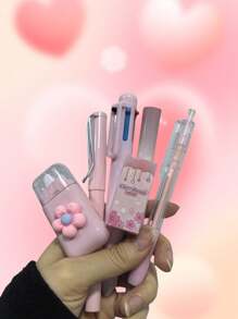 6pcs/Set School Supplies Gift Set - Cute Stationery Essentials, Durable Plastic Writing & Drawing Tools Set, Back To School Necessary, Small Gifts (Packing Bag & Some Small Accessories Colors Random) - Multicolor - View 10