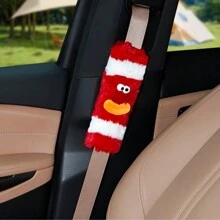 1pc Double-Colored Plush Shoulder Protector With Cartoon Big Eyes Safety Belt Cover - one-size - View 4