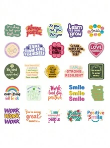 50张彩色正能量涂鸦贴纸，防水PVC材质，个性化礼品装饰，水瓶贴纸，剪贴簿贴纸，学习用品，返校季 - 彩色 - 查看 8