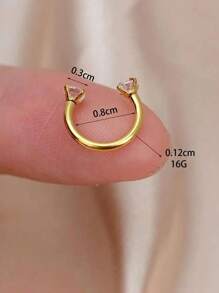 1件装防水不锈钢锆石耳钉、耳骨钉、耳环、鼻环、女士身体饰品 - 8mm - 查看 18