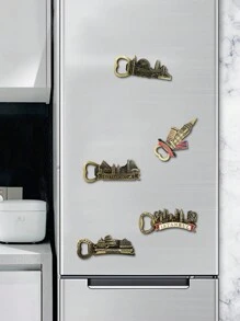 1 件复古金属磁性开瓶器冰箱贴，创意 3D 风景民族风文化创意磁性开瓶器冰箱贴