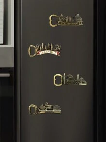 1 件复古金属磁性开瓶器冰箱贴，创意 3D 风景民族风文化创意磁性开瓶器冰箱贴