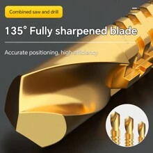 6pcs Wood Carpenter Saw Tooth Drill Perforated Flower Saw Tooth Drill Bits Hexagon Auger Twist Drill Bit Wood Drill Bit Saw Drill Combination, Iron Tooth Copper Thread