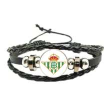 1pc Football Club Crystal PU Leather Bracelet For Men & Women Sports Fans