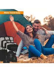 1/7pcs Travel Organizer Packing Cubes, Portable Luggage Organizer Bags, Suitcase Storage Accessories For Travel, Cruise, Holiday, Beach, Summer Essential For Women - Multicolor - View 3