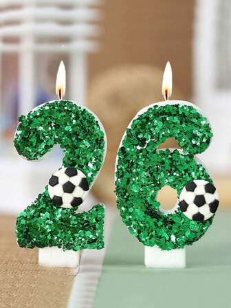 足球主题 0-9 数字蜡烛，适用于派对、生日蛋糕装饰