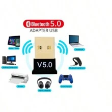 USB Bluetooth 5.0 Adapter And Receiver USB Plug Audio Transmitter For Notebook - 黑色 - 查看 2