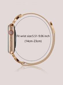 1pc Rose Gold Women's Fashionable High-End Geometric Shape Metal With Stainless Steel Mesh Band Magnetic Metal Rose Gold Watch Band Compatible With Apple Watch Ultra 3 2 1 SE S10 S9 S8 S7 S6 S5 S4 S3 S2 S1 Series, Thin, Breathable, Comfortable Unisex, 38mm 40mm 41mm 42mm 44mm 45mm 49mm - Rose Gold - View 6