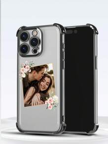 1pc Customizable Floral Frame DIY Silicone Electroplated Lens Protective Phone Case Compatible With IPhone 16 Pro Max/ 16 Pro/ 15 Pro Max/ 14 Pro Max/ 13 Pro Max/ Infinix/ Smart 5/ Smart 7/ Redmi/ OPPO A95/ A18/ A58/ A74/ A76/ A95/ F19, Moto G84/ G54/ G52, Galaxy A24/ S24U/ S23U/ S22U/ A14/ A15/ A54/ A55, - Black - View 6