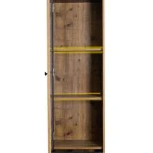 Credenza in legno con 3 scomparti e 2 cassetti, vetrina in vetro con illuminazione LED gialla (180 x 44 x 40 cm)