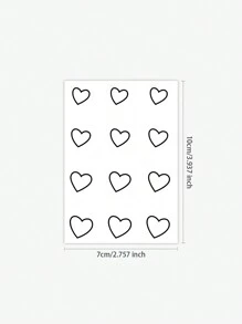 1pc Waterproof Temporary Tattoo Sticker, Hand-Drawn Heart Design, Body Art, Fake Tattoo, Glitter Tattoo For Finger, Wrist, Ankle, Unisex, Sweat-Proof