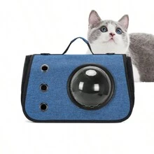 Pet Handbag Cat Bag Large Space Transparent Comfortable Outdoor Folding Portable Tote Pet Bag - Blue - View 2