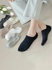 5 par damskich krótkich skarpetek, odporne na zapachy i wilgoć, jednokolorowe, niskie skarpetki, skarpetki typu "no show" na lato, białe