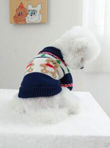 1 件宠物服装，狗/猫秋冬柔软温暖森林熊图案毛衣