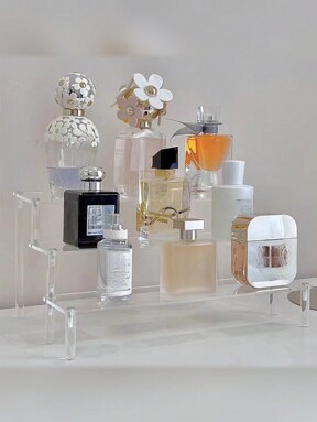 1pc Acrylic Ladder Display Stand, 3-Tier Trapezoidal Display Stand, Home Storage Display Stand Jewelry Cosmetics Display Stand, Multi-Layer Organizer Transparent Display Stand Cake Stand Perfume Rack