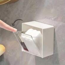 4pcs Plastic Wall Mounted Storage Boxes Dustproof Bathroom Organizer For Cotton Swabs Makeup Adhesive Small Jewelry Holder Box Back To School