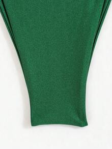 getzwa 女士新款纯绿色 3 件套比基尼套装，包括不对称金属装饰裙，性感优雅夏季海滩度假比基尼套装