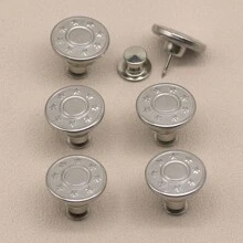 Set de 6 botones premium de acero inoxidable y aleación, botones desmontables sin costura para vaqueros, chaquetas y manualidades DIY