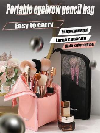 1 件化妆刷收纳袋，多功能眉笔收纳袋，化妆品收纳袋，便携式洗漱包，可装面膜、口红、眉笔夏季旅行、度假屋浴室装饰节日化妆品收纳袋浴室配件返校