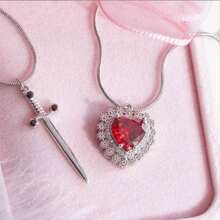 Collar con colgante de corazón y espada para parejas, regalo - Multicolor - Ver 10