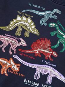 小男孩长袖运动衫，卡通恐龙夜光印花，时尚可爱的秋冬季设计