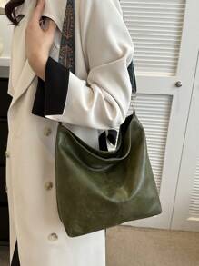 2024 Spring & Autumn New Fashionable Soft-Surface Lightweight Handbag, Shoulder Bag & Crossbody Bag With Large Capacity, Wholesale Supported - Green - View 7