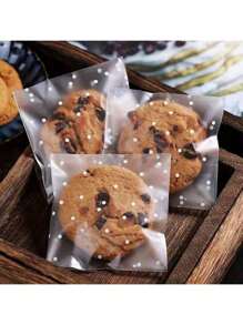 100pcs Self-Adhesive Polka Dot Transparent OPP Packaging Bag With Interesting Dot Patterns, Suitable For Snack Packaging Bags Such As Cookies, Bread, Candies, Etc., Suitable For Family Gatherings, Camping, Christmas, New Year, Valentine's Day And Other Gifts, Giving Gifts To Family And Friends (Excluding Labels)