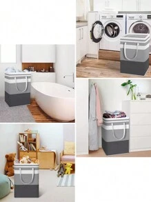 1pc Embroidered Personalized Custom Large Laundry Basket, Collapsible Large Laundry Baskets With Easy Carry Handles Freestanding Waterproof Clothes Hamper Storage Basket For Toys Clothes Organizerlaundry Hamper,Washing Basketbathroom Organizer,Basket,Storage Basket,Foldable Laundry Basket - Multicolor - View 4