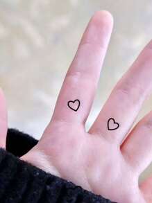 1pc Waterproof Temporary Tattoo Sticker, Hand-Drawn Heart Design, Body Art, Fake Tattoo, Glitter Tattoo For Finger, Wrist, Ankle, Unisex, Sweat-Proof