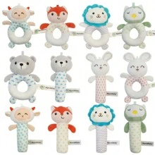 Baby Toys Crinkle Paper BB Stick Round Rattle Baby Soother Round Rattle Cartoon Animal Grab Stick, Suitable For 0-3 Years Old Babies