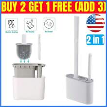Upgraded Bathroom Silicone Bristles Toilet Brush Creative Cleaning Holder Set US Bathroom Decor Summer - 1 - View 2