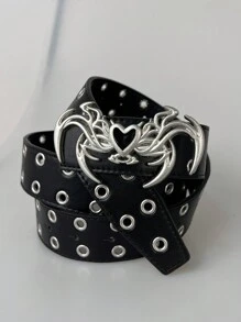 1pc Casual, Retro, Sexy Street Style, Light Business Cross Leather PU (Polyurethane) Metal Eyelets Belt, Cross Buckle Detachable Double-Sided Unisex Belt, Spring/Summer New, Suitable For All Seasons, Valentine's Day Gift