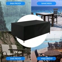 Heavy Duty Outdoor Waterproof Garden Patio Furniture Large Round Cover For Rattan Table Cube Shelter Table Chair Set - Black - View 9