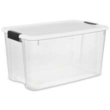 70 Qt Ultra Latch Box, Stackable Storage Bin With Lid, Plastic Container With Heavy Duty Latches To Organize, Clear And White Lid, 4-Pack - White - View 1
