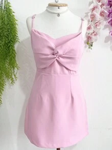 Women's Short Tailored Dress With Cup - 淺粉色 - 查看 1