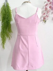 Women's Short Tailored Dress With Cup - 淺粉色 - 查看 2