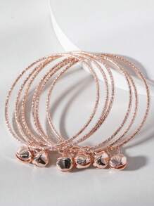 6 قطع أساور رائعة للأطفال من 3 إلى 10 سنوات بتصميم النجوم والأجراس المتداخلة، هدية عيد للأطفال