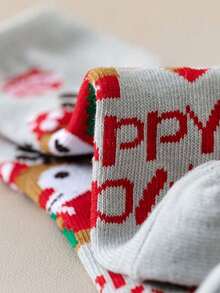 8 Pairs Kids/Children Cartoon Christmas Socks, Santa Claus & Reindeer Mid-Calf Socks, Warm Thermal Crew Socks For Students, Autumn/Winter