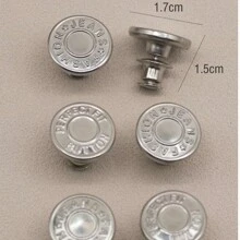 Set de 6 botones premium de acero inoxidable y aleación, botones desmontables sin costura para vaqueros, chaquetas y manualidades DIY