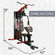 Fitvids LX760 Multifunctional Full Home Gym System Workout Station With 122.5 Lbs Weight Stack, One Station With Leg Training Pedal, Comes With Installation Instruction Video, Ships In 5 Boxes - 黑色 - 查看 3