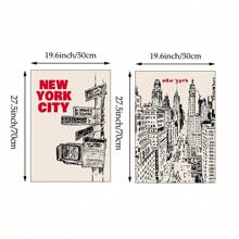 1/2幅纽约市墙面艺术画，纽约天际线和街道标志印刷帆布画，复古纽约海报，现代简约装饰，适用于卧室、客厅或办公室家居装饰，无框 - 彩色 - 查看 15