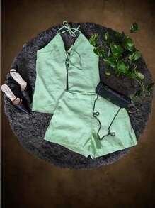 HELENA PREMIUM TAILORED SET, FRONT AND BACK TIES.  ÁRBORA ELEGANCE... - verde menta - Ver 3