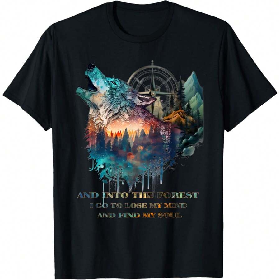 And Into The Forest I Go To Lose My Mind And Find My Soul T-Shirt - Black - View 1
