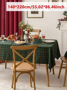 1 pieza Mantel de Navidad a cuadros vintage estilo americano, adecuado para cocina, comedor, sala de estar, decoración de fiesta navideña - Multicolor - Ver 38