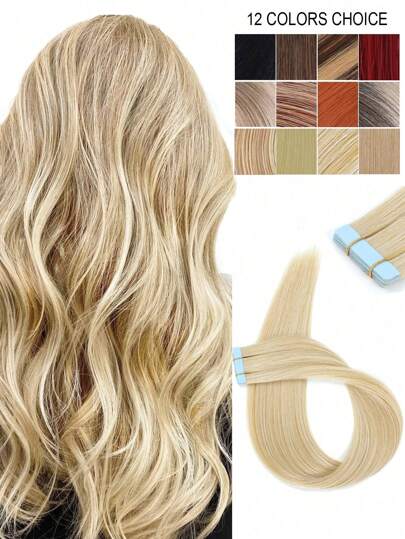 Tape In Hair Extensions Synthetic Hair 24 Inches 10 Pcs 32g/Pack Straight Seamless Skin Weft Hair