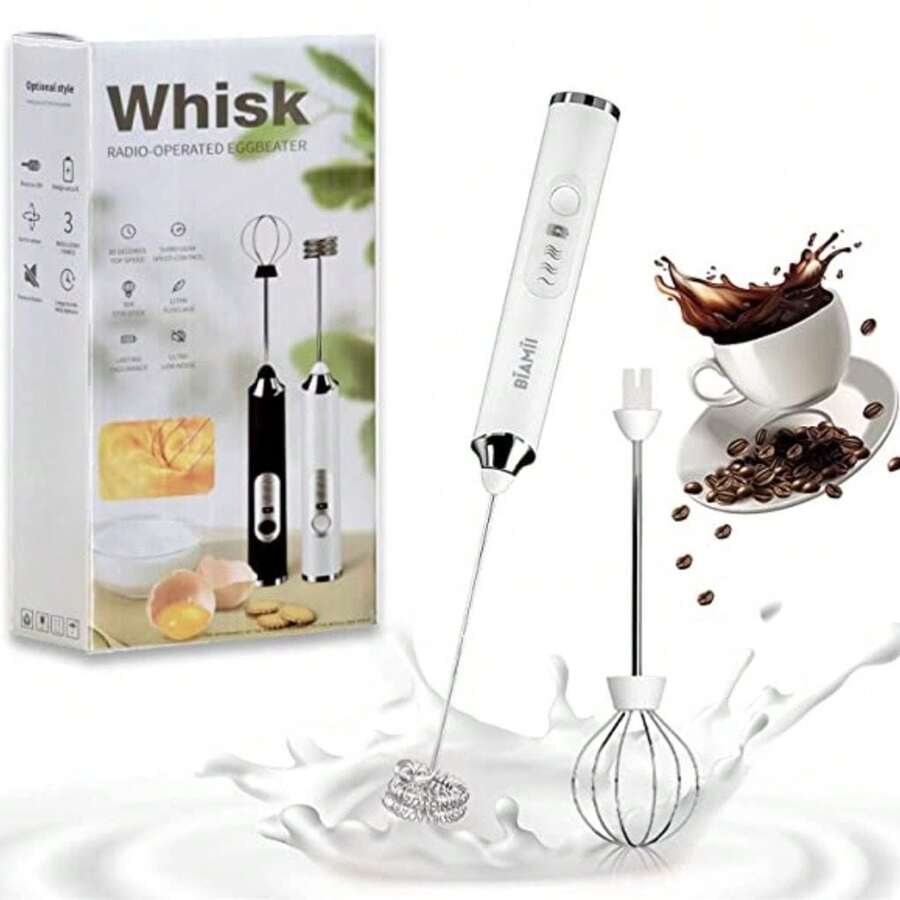 Electric Mini Mixer Milk Frother Drink Whisk - 白色 - 查看 1