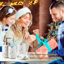 Kit 4pz De Accesorios Para Baño De Cerámica Jabonera Dispensador Porta Cepillo Vaso - Blanco - Ver 3