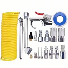 20pcs Compressor Air Accessories Kit With Hose And Quick Coupler, Pneumatic Tool Air Blow Gun Set Tools - Silver - View 2