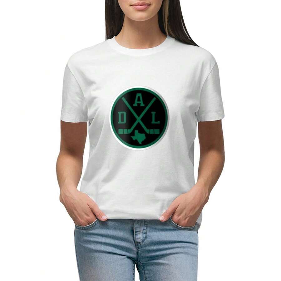 Women Dal Print Shirts Unisex Crewneck Short-Sleeve Shirt - 白色 - 查看 1